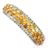 Natural Top Rich Yellow Citrine & Emerald Bangle