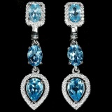 NATURAL  SWISS BLUE TOPAZ EARRINGS