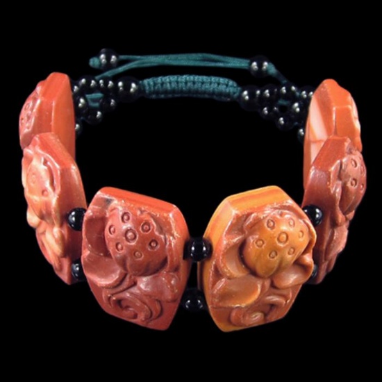 Natural Stone Hand Carved Meditation Lotus Bracelet