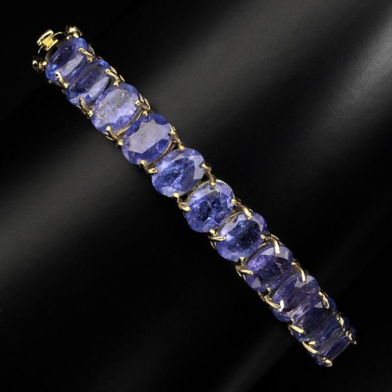 Natural  8x6mm Top Rich Blue Violet Tanzanite Bangle