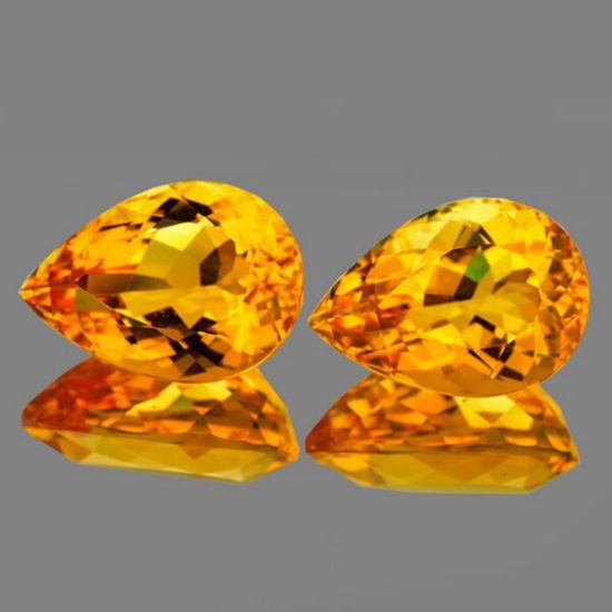 Natural Golden Orange Citrine Pair [Flawless-VVS]