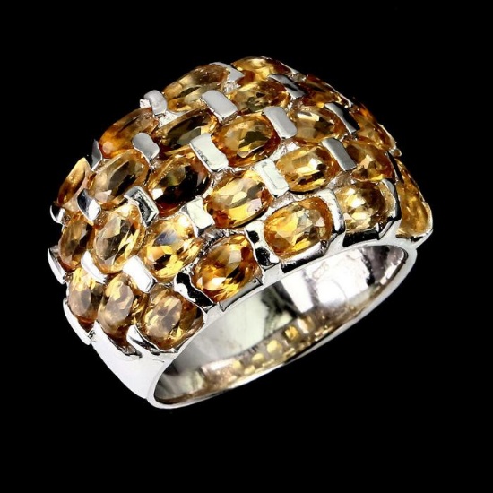 Natural Unheated Oval Yellow Citrine Ring