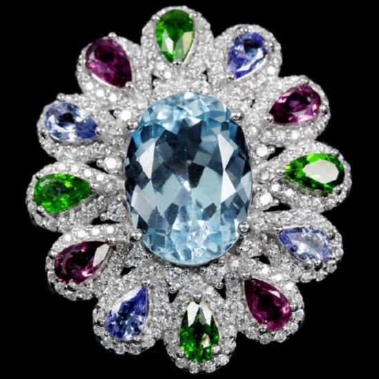 NATURAL TANZANITE CHROME DIOPSIDE RHODOLITE PENDANT