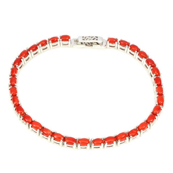 Natural Oval Orange Italian Coral Bracelet