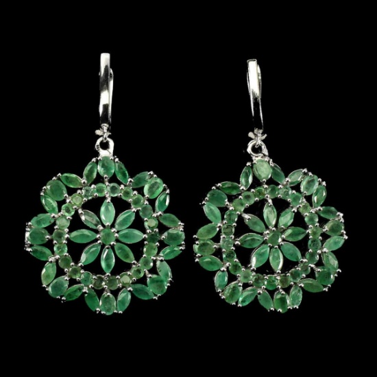 Natural  Marquise Zambian Green Emerald Earrings