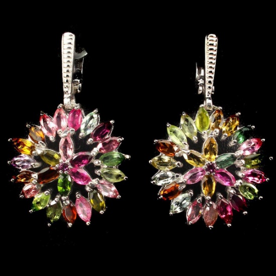 Natural Fancy Colors Marquise Tourmaline Earrings