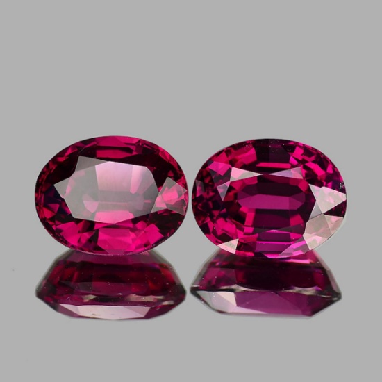 Natural Raspberry Red Pink Rhodolite Garnet Pair - FL
