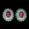 Natural Emerald, Ruby & White Topaz Earrings