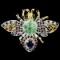 Natural Colombian Emerald & Rhodolite Garnet Brooch