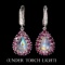 Natural 12x8mm Moonstone & Rhodolite Garnet Earrings
