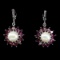Natural Rhodolite Garnet Pearl Earrings