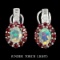 Natural Unheated Oval Opal Rhodolite Garnet Earrings