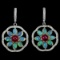 Natural  RAINBOW OPAL &  RED RUBY EARRINGS