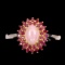 Natural Unheated Oval Pink Opal & Ruby Ring
