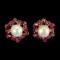 Natural Pearl & Marquise Red Ruby Earrings