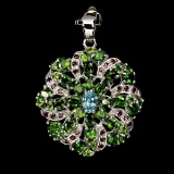 Natural  Topaz Chrome Diopside Rhodolite Pendant