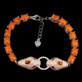 Natural Ethopian Oval Orange Fire Opal Cobra  bracelet