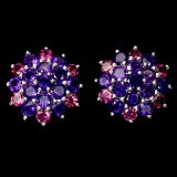 Natural Amethyst &  Rhodolite Garnet Earrings