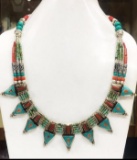 Tibet Hand Made Turquoise & Coral Necklace