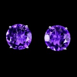 Natural Unheated Round Amethyst 10 MM Earrings