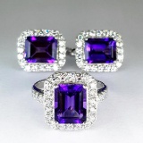 Natural Purple Amethyst  Jewelry Set