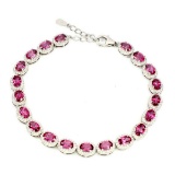 Natural Oval AAA Pink Topaz Bracelet