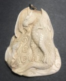 Hand Carved Antler Dragon Pendant