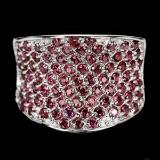 Natural Unheated Round Rhodolite Garnet Ring