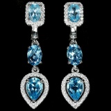 NATURAL  SWISS BLUE TOPAZ EARRINGS