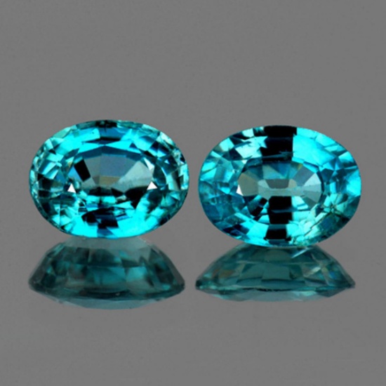 Natural Seaform Cambodian Blue Zircon Pair 9x7 MM