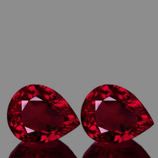 Natural AAA Fire Red Mozambique Ruby Pair 10x8 MM