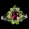 Natural  Rhodolite Garnet  & Chrome Diopside Ring