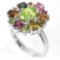 NATURAL GREEN PERIDOT & MULTI COLOR TOURMALINE Ring