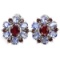 Natural RUBY RHODOLITE GARNET TANZANITE Earrings