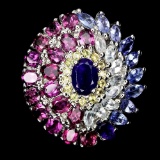 Natural Sapphire Amethyst Aquamarine Garnet Ring