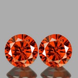 Natural AAA Vivid Orange Zircon Pair{Flawless-VVS1}