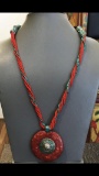 Tibet Hand Made Natural Turquoise & Coral Necklace