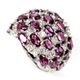 Natural Unheated Oval Rhodolite Garnet Ring