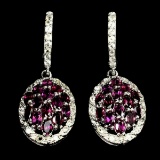 Natural Unheated Oval Rhodolite Garnet Earrings