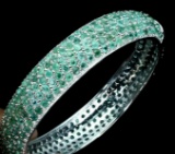 Natural Untreated Colombian Emerald Bangle