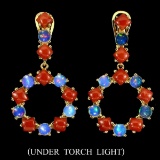 Unheated White Opal & Italian Coral Earrings