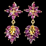 Natural Marquise Citrine & Rhodolite Garnet Earrings