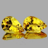 Natural Golden Yellow Citrine Pair{Flawless-VVS1}