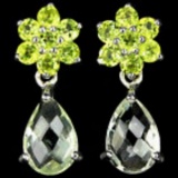 NATURAL Light Green Amethyst & Peridot Earring