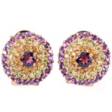 NATURAL RH-GARNET AMETHYST PERIDOT  CITRINE Earrings