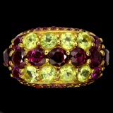 Natural Rhodolite Garnet & Peridot Ring