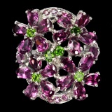 Natural Rhodolite Garnet & Chrome Diopside Ring