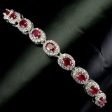 Natural Oval Oval Red Ruby Bracelet