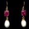 Natural Pearl & Ruby Earrings