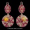 Natural White Opal & Red Ruby Earrings